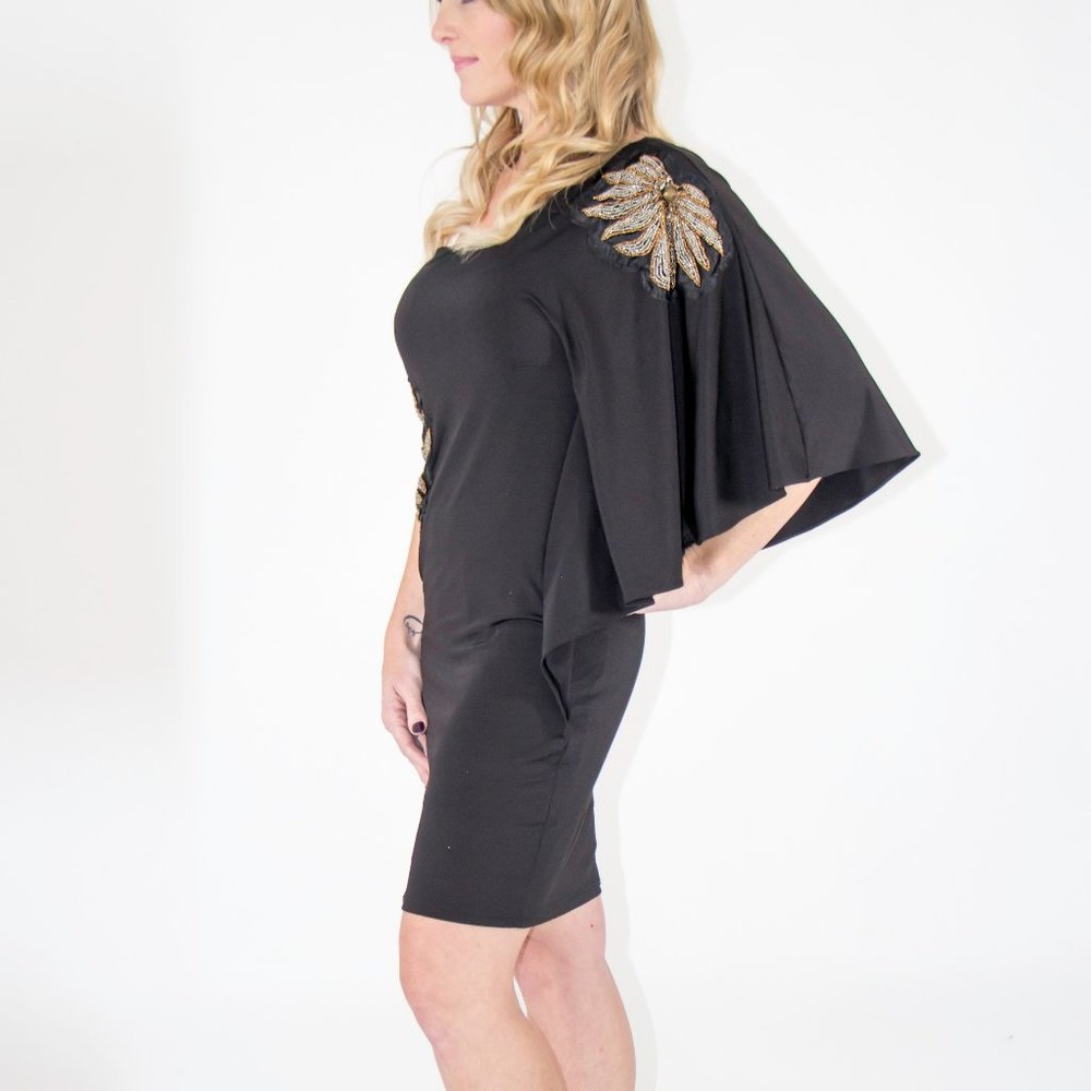 ARDEN B Party Black Dress Beaded One shoulder Small